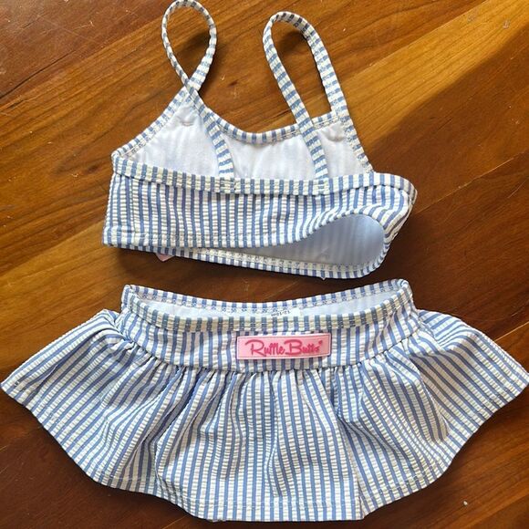 Ruffle Butts Blue and Pink Striped Bikini - Picture 3 of 3